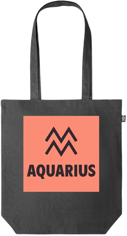 Zodiac Aquarius Design - Premium colored organic hemp tote bag_BLACK_front