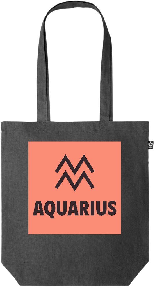 Zodiac Aquarius Design - Premium colored organic hemp tote bag_BLACK_front