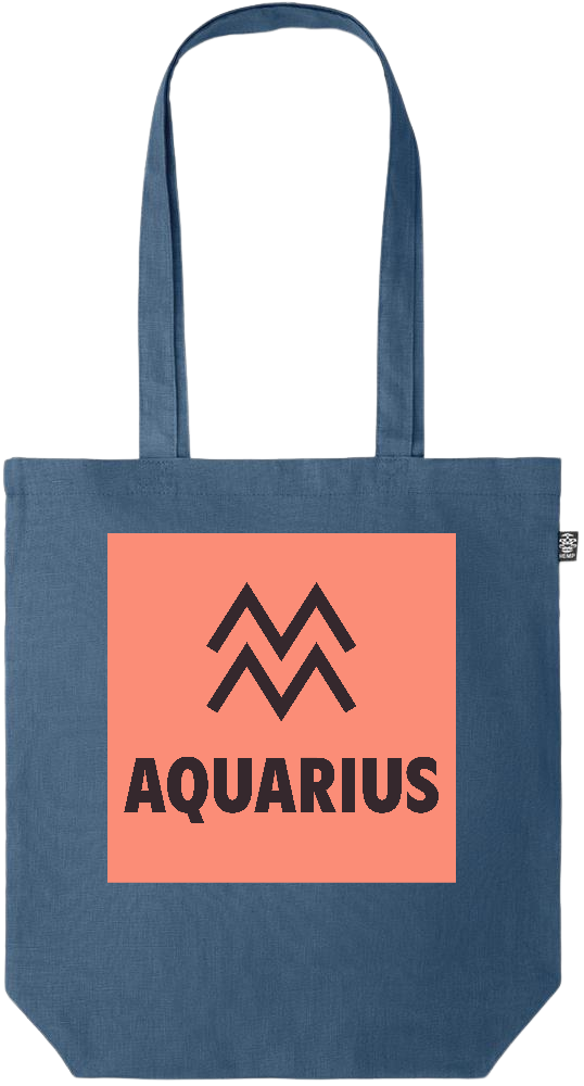 Zodiac Aquarius Design - Premium colored organic hemp tote bag_BLUE_front