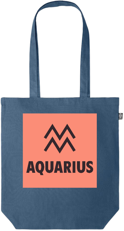 Zodiac Aquarius Design - Premium colored organic hemp tote bag_BLUE_front