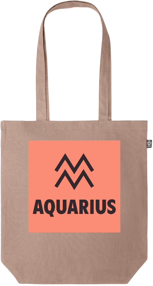 Zodiac Aquarius Design - Premium colored organic hemp tote bag_BROWN_front