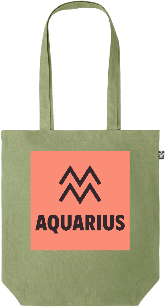 Zodiac Aquarius Design - Premium colored organic hemp tote bag_GREEN_front