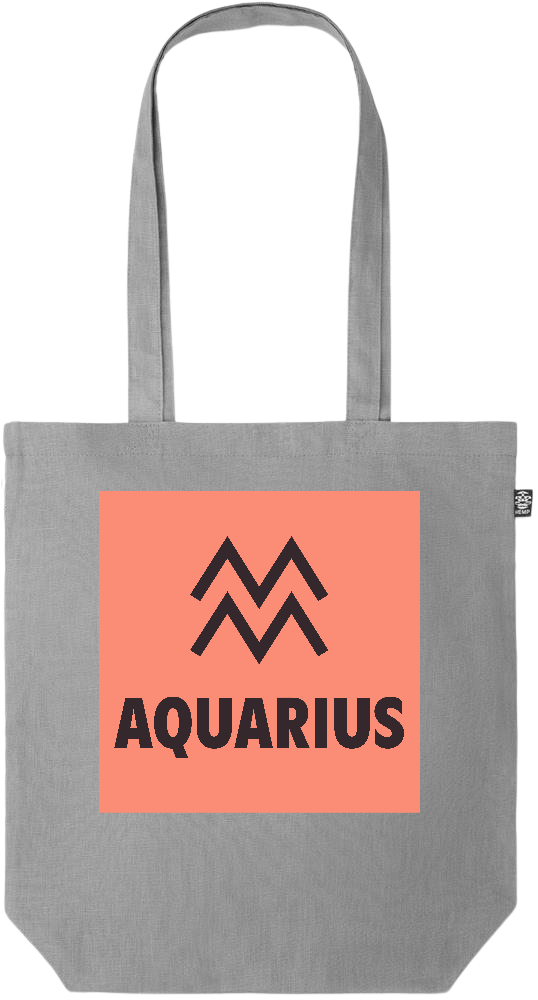 Zodiac Aquarius Design - Premium colored organic hemp tote bag_GREY_front