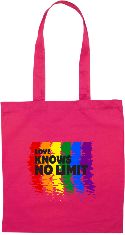 Love Knows No Limits Design - Premium colored cotton tote bag_FUCHSIA_front