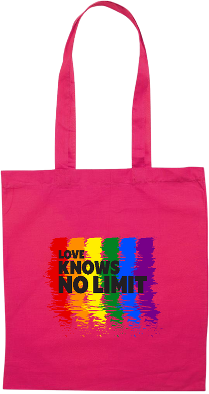 Love Knows No Limits Design - Premium colored cotton tote bag_FUCHSIA_front