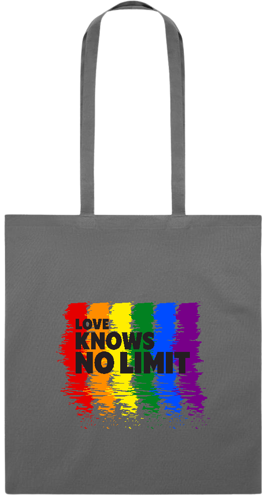 Love Knows No Limits Design - Premium colored cotton tote bag_STONE GREY_front
