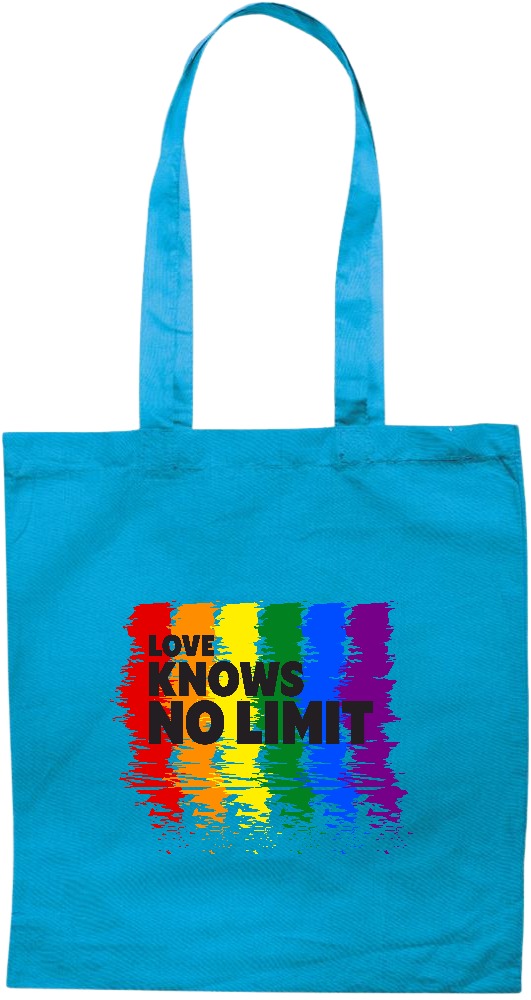 Love Knows No Limits Design - Premium colored cotton tote bag_TURQUOISE_front