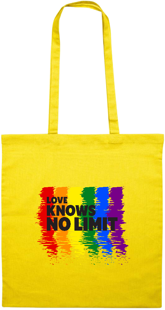 Love Knows No Limits Design - Premium colored cotton tote bag_YELLOW_front