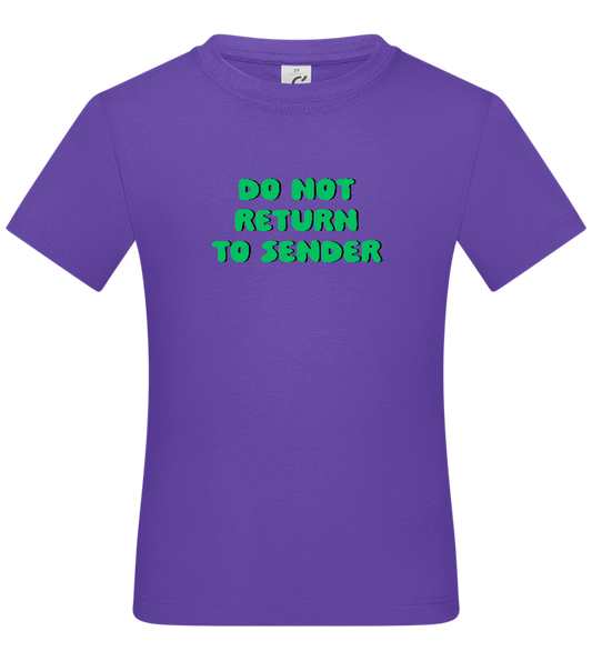 Do Not Return to Sender Design - Basic kids t-shirt_DARK PURPLE_front