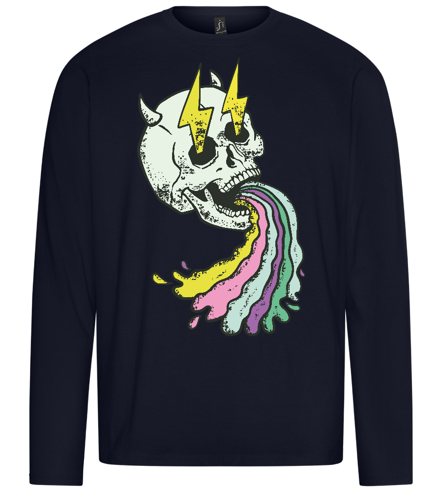 Rainbow Devil Skull Design - Premium men's long sleeve t-shirt_FRENCH NAVY_front