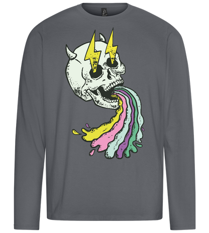 Rainbow Devil Skull Design - Premium men's long sleeve t-shirt_MOUSE GREY_front