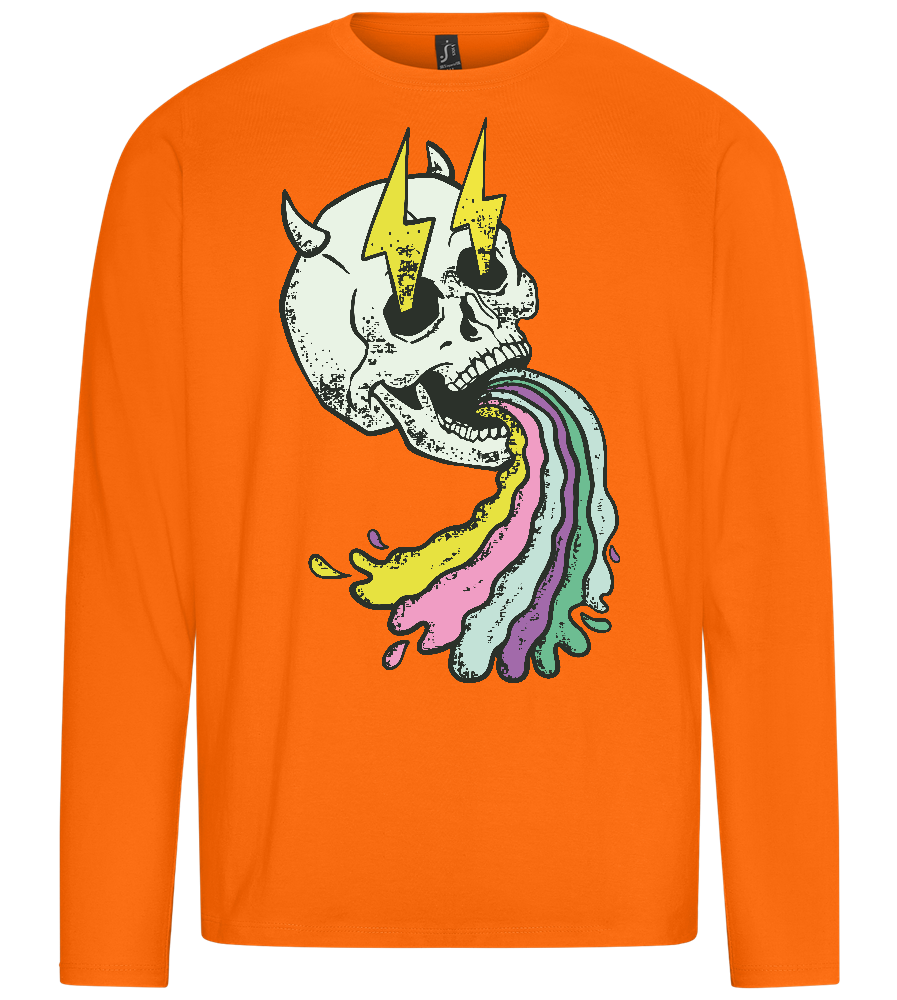 Rainbow Devil Skull Design - Premium men's long sleeve t-shirt_ORANGE_front