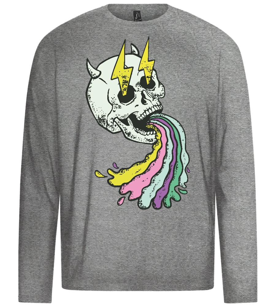 Rainbow Devil Skull Design - Premium men's long sleeve t-shirt_ORION GREY_front