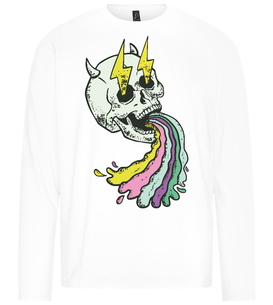 Rainbow Devil Skull Design - Premium men's long sleeve t-shirt_WHITE_front