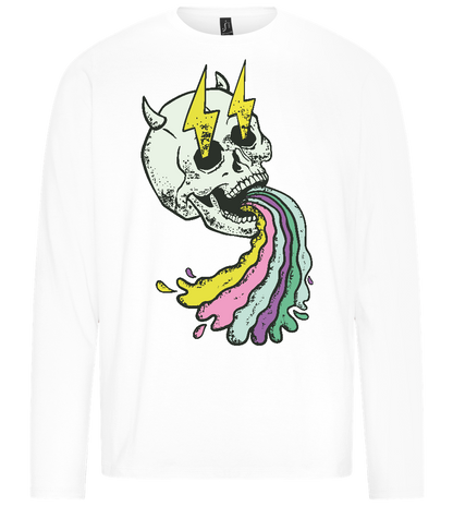 Rainbow Devil Skull Design - Premium men's long sleeve t-shirt_WHITE_front