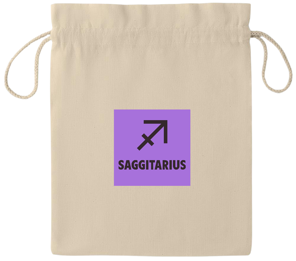 Zodiac Saggitarius Design - Essential medium drawcord gift bag_BEIGE_front