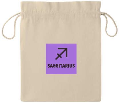 Zodiac Saggitarius Design - Essential medium drawcord gift bag_BEIGE_front