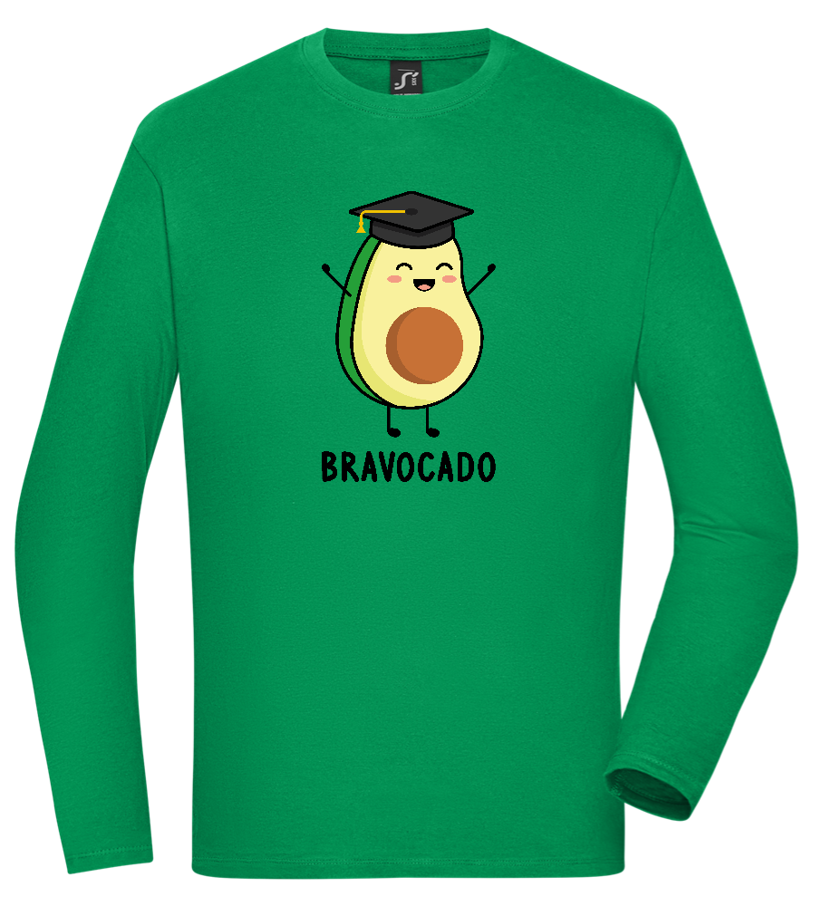 Graduation Bravocado Design - Comfort men's long sleeve t-shirt_MEADOW GREEN_front