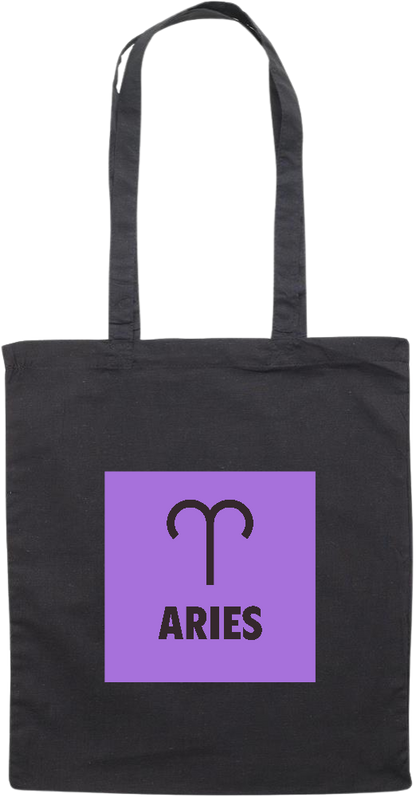 Aries Zodiac Sign Design - Essential colored event tote bag_BLACK_front