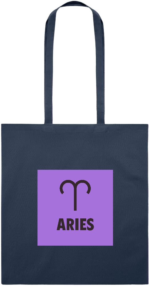 Aries Zodiac Sign Design - Essential colored event tote bag_FRENCH NAVY_front