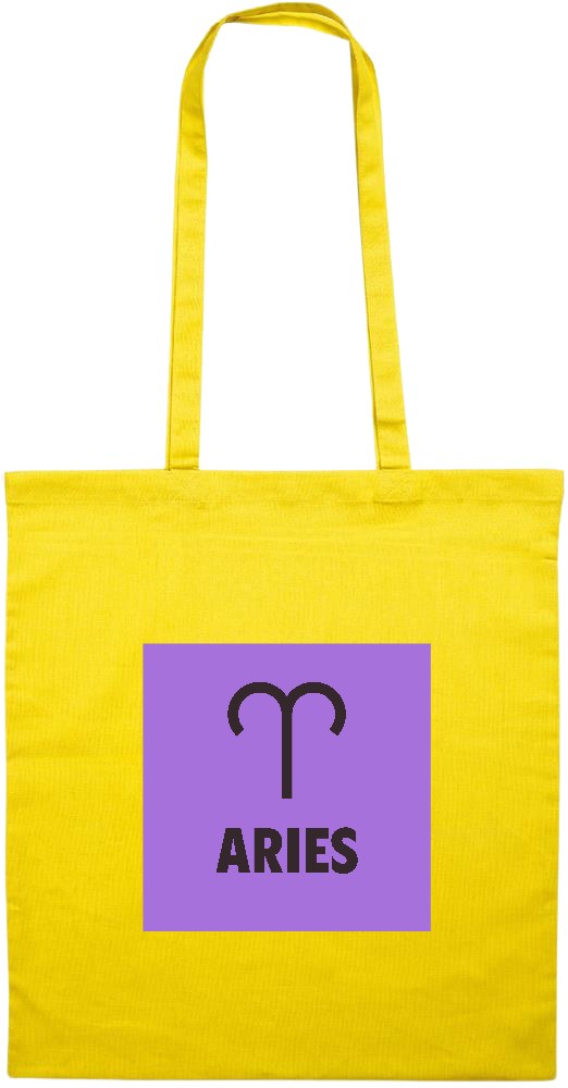 Aries Zodiac Sign Design - Essential colored event tote bag_YELLOW_front