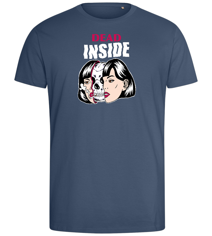 Dead Inside Skull Design - Comfort men's fitted t-shirt_DENIM_front