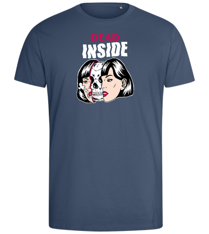 Dead Inside Skull Design - Comfort men's fitted t-shirt_DENIM_front