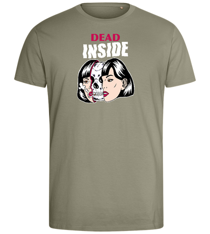 Dead Inside Skull Design - Comfort men's fitted t-shirt_KHAKI_front