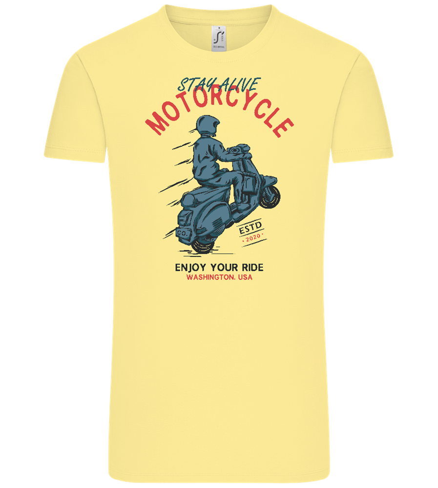 Stay Alive Motorcycle Design - Comfort Unisex T-Shirt_AMARELO CLARO_front