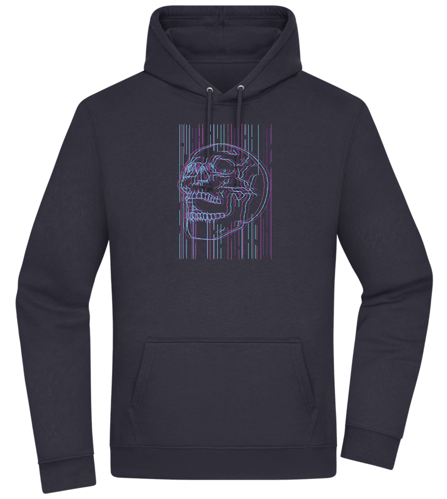 Neon Lines Skull Design - Premium Essential Unisex Hoodie_FRENCH NAVY_front