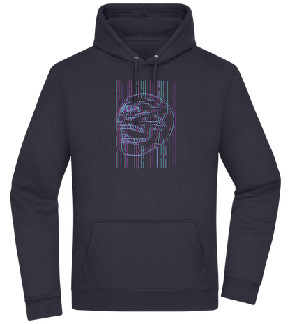 Neon Lines Skull Design - Premium Essential Unisex Hoodie_FRENCH NAVY_front