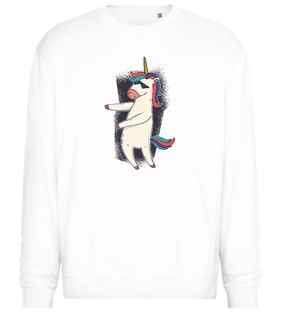 Dancing Unicorn Design - Comfort Essential Unisex Sweater_WHITE_front