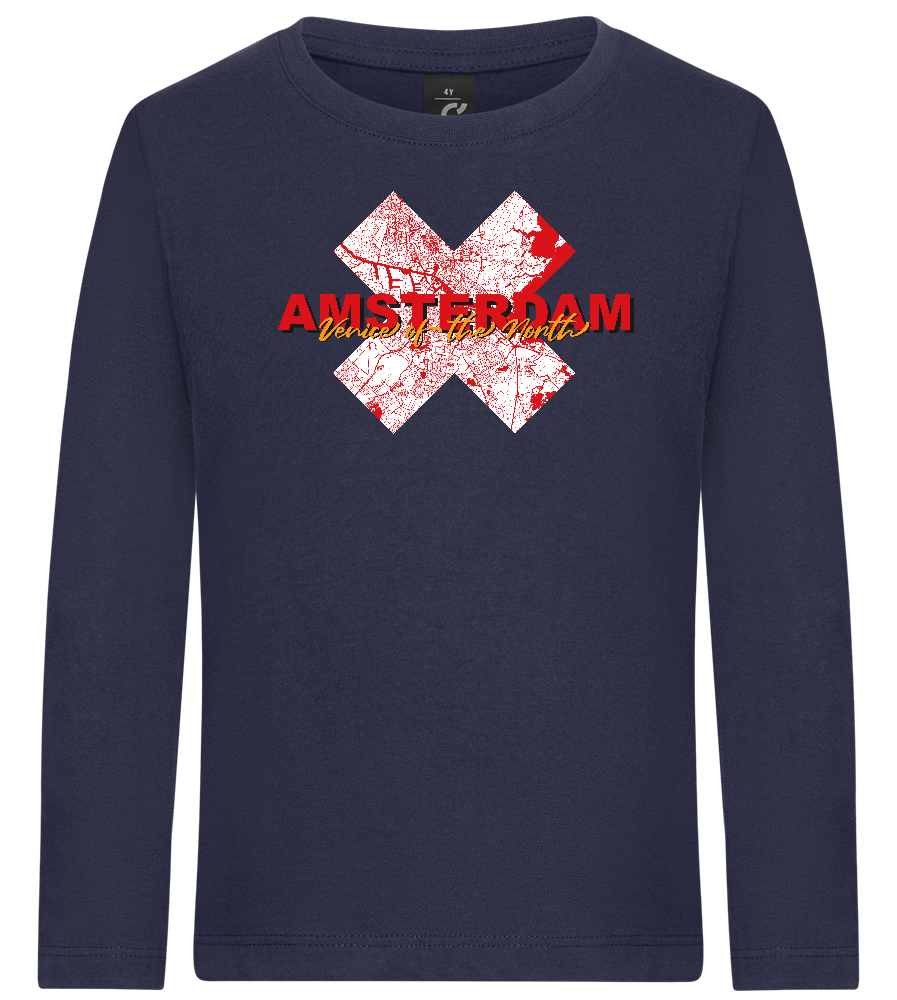 Venice of the North Design - Premium kids long sleeve t-shirt_FRENCH NAVY_front
