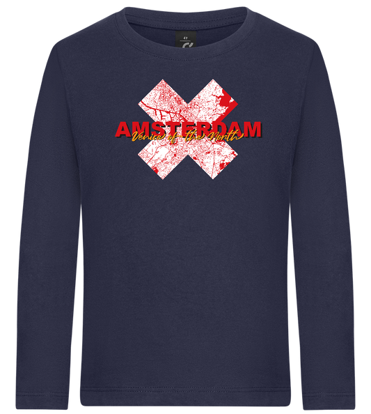 Venice of the North Design - Premium kids long sleeve t-shirt_FRENCH NAVY_front