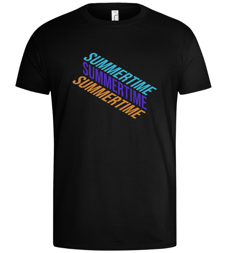 Summertime Text Design - Basic men's t-shirt_DEEP BLACK_front