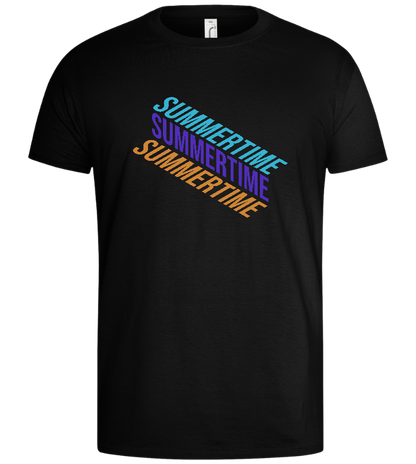 Summertime Text Design - Basic men's t-shirt_DEEP BLACK_front