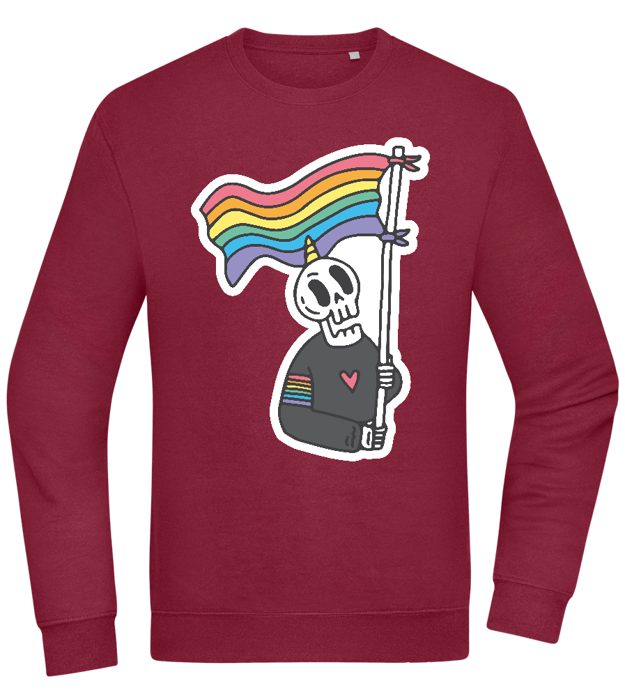 Rainbow Flag Skull Design - Comfort Essential Unisex Sweater_BORDEAUX_front