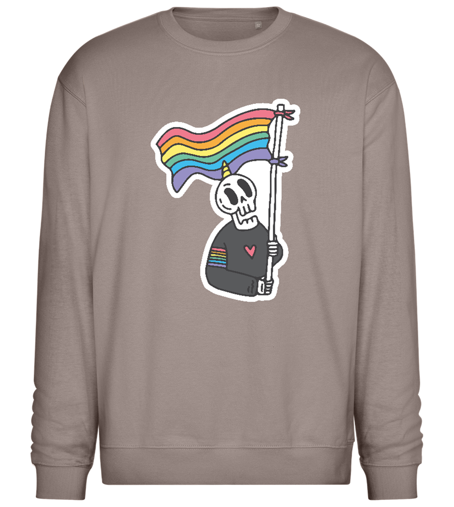 Rainbow Flag Skull Design - Comfort Essential Unisex Sweater_CHARCOAL CHIN_front