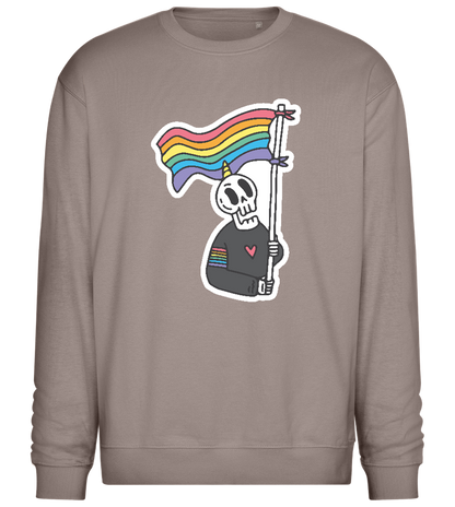 Rainbow Flag Skull Design - Comfort Essential Unisex Sweater_CHARCOAL CHIN_front