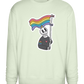 Rainbow Flag Skull Design - Comfort Essential Unisex Sweater_CREAMY GREEN_front