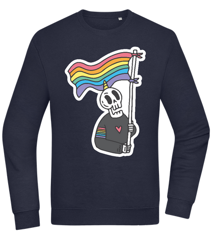 Rainbow Flag Skull Design - Comfort Essential Unisex Sweater_FRENCH NAVY_front