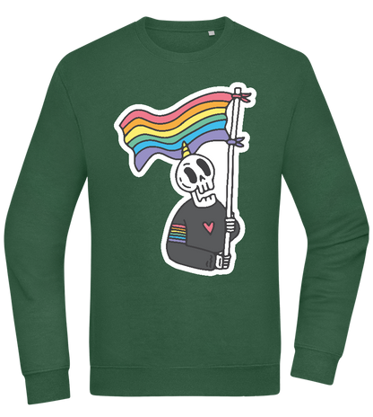 Rainbow Flag Skull Design - Comfort Essential Unisex Sweater_GREEN BOTTLE_front