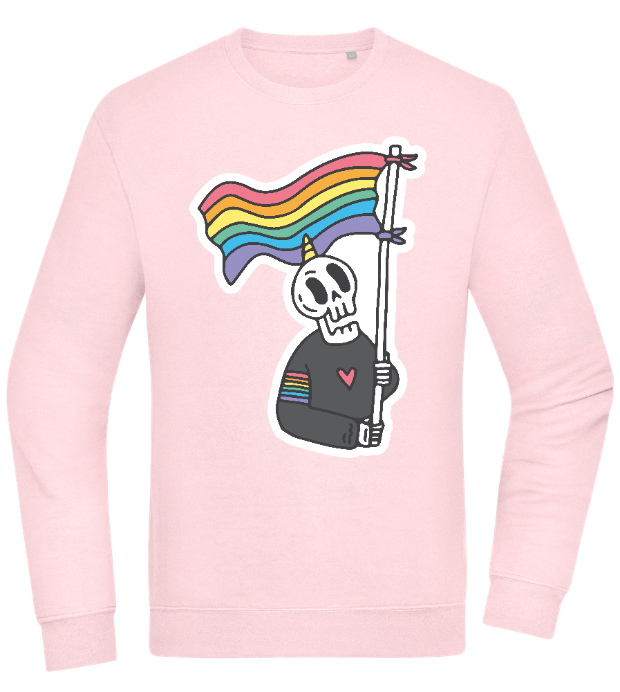 Rainbow Flag Skull Design - Comfort Essential Unisex Sweater_LIGHT PEACH ROSE_front