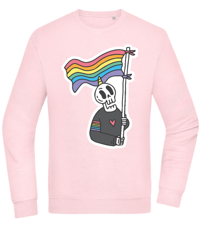 Rainbow Flag Skull Design - Comfort Essential Unisex Sweater_LIGHT PEACH ROSE_front