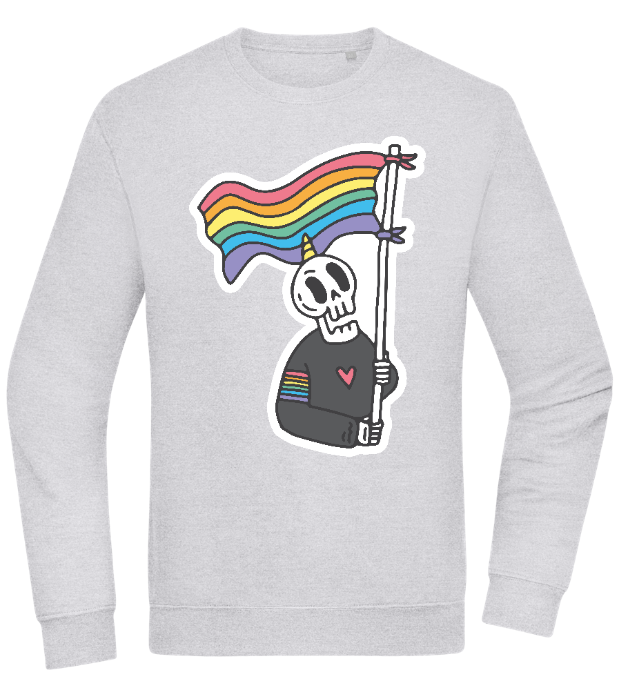 Rainbow Flag Skull Design - Comfort Essential Unisex Sweater_ORION GREY II_front