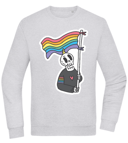 Rainbow Flag Skull Design - Comfort Essential Unisex Sweater_ORION GREY II_front