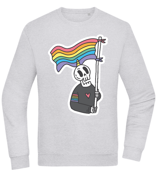 Rainbow Flag Skull Design - Comfort Essential Unisex Sweater_ORION GREY II_front