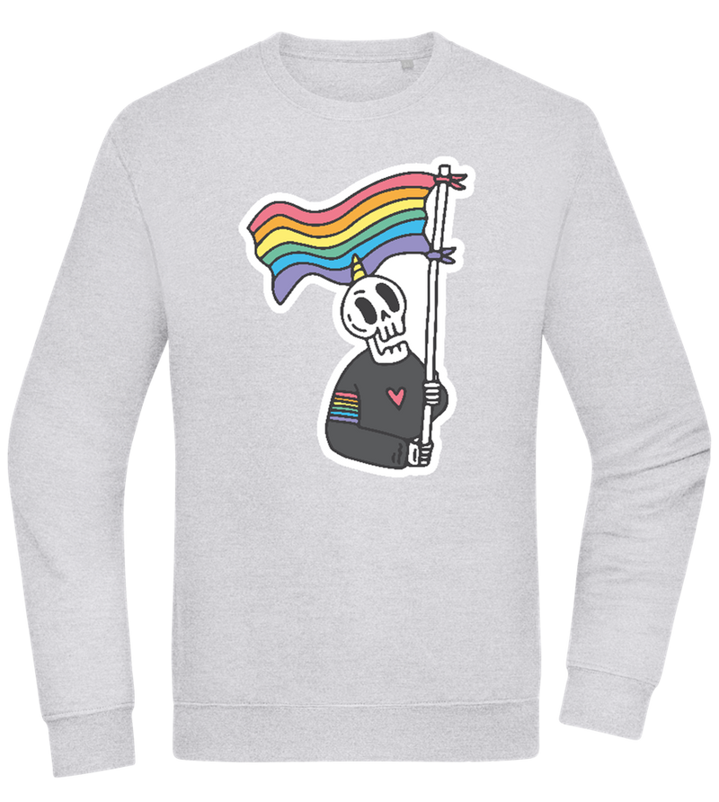 Rainbow Flag Skull Design - Comfort Essential Unisex Sweater_ORION GREY II_front