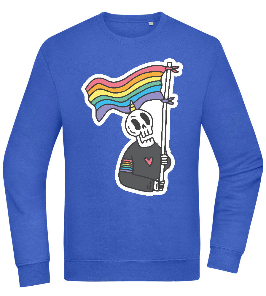 Rainbow Flag Skull Design - Comfort Essential Unisex Sweater_ROYAL_front