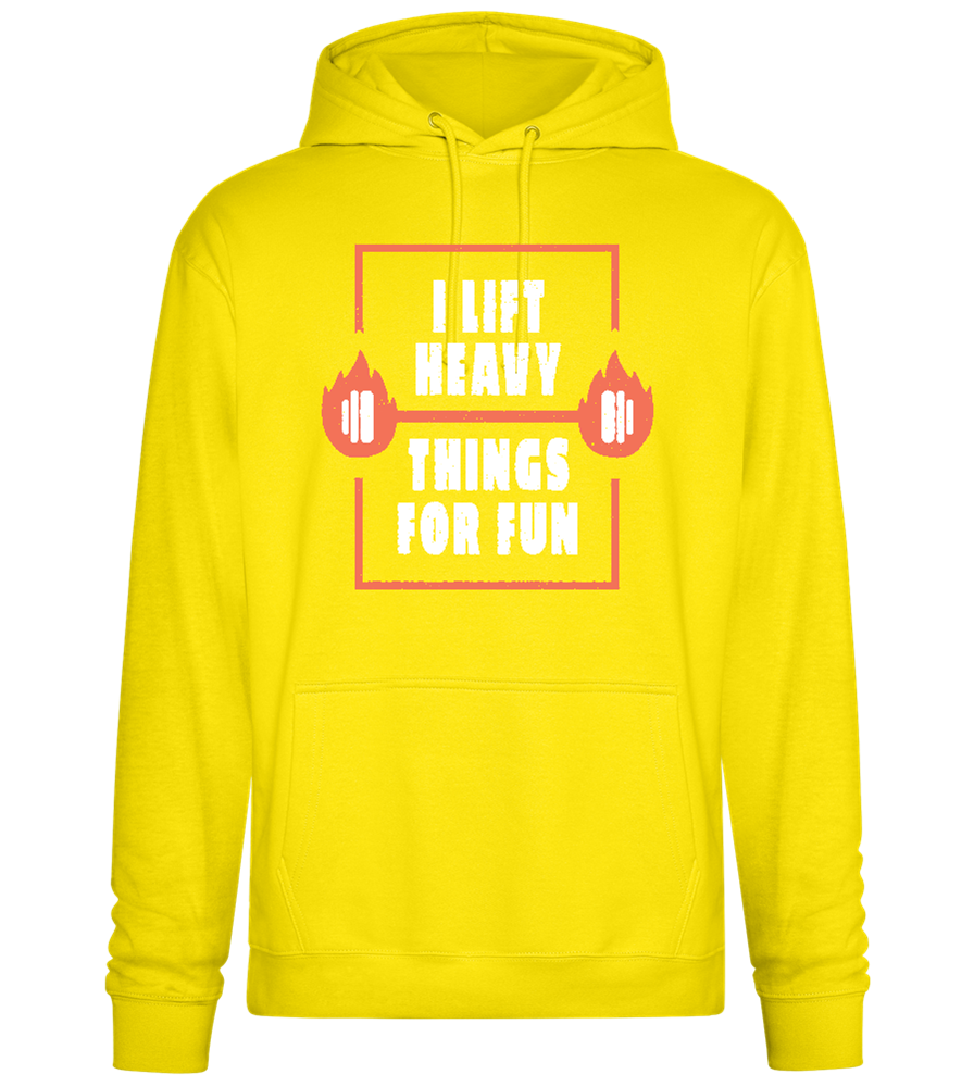 Lifting Heavy for Fun Design - Premium Essential Unisex Hoodie_YELLOW_front